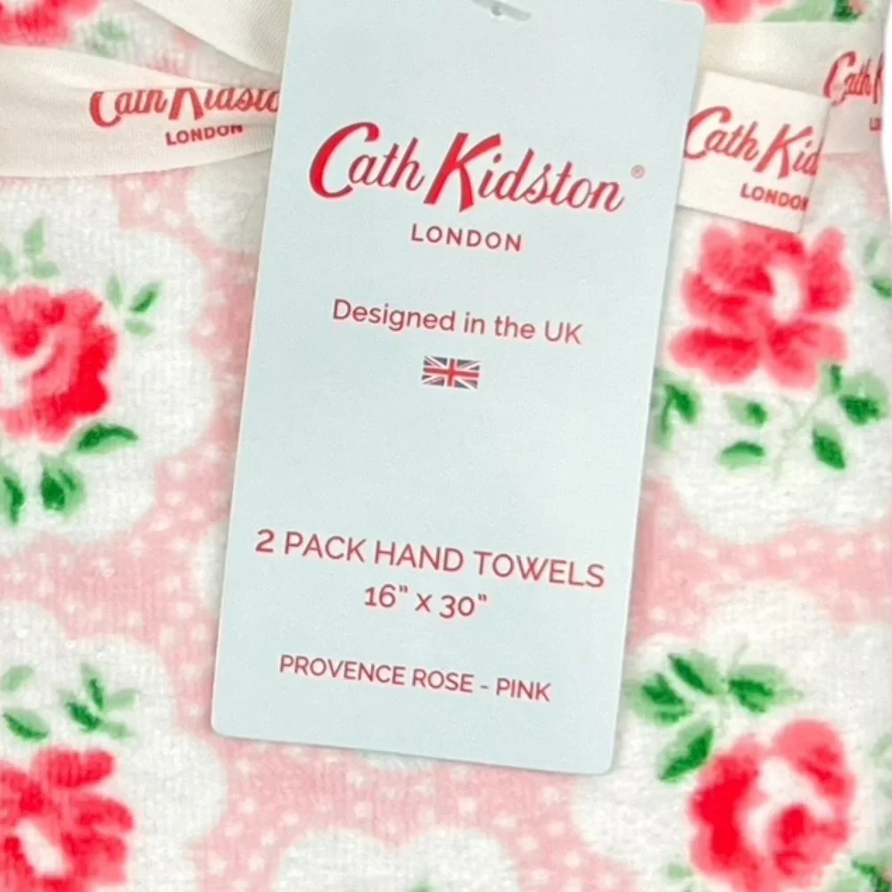 Cath Kidston - ‘Roses & Polkadots’ Hand Towels (2). NWT. Firm!